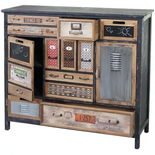 MCW Apothekerschrank Tanne 110 x 100 x 32 cm Schwarz/Multicolor