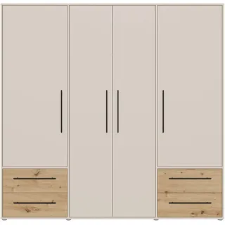Forte Drehtürenschrank Mokkaris 205,9 x 200,1 x 58,8 cm Beige/Khaki