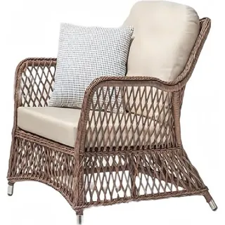 Sessel Design Terrasse Polster Polster Moderne Luxus Beige Hochwertig Rattan - Braun