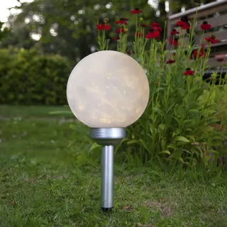 LED Solar Gartenkugel LUNA - Erdspieß - warmweiße LED - H: 37cm - D: 20cm - Dämmerungssensor - Blau