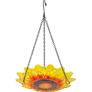 Vogeltränke Hängend Glas Blume Gelb Ø 27 cm