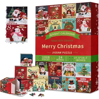 Adventskalender Puzzle 1008 Teile Weihnachtsgeschenk 24 Schachteln - Bunt