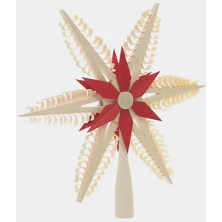 Baumspitze Christbaumspitze Mittig Stern Rot (Beidseitig) 24x24x2cm NEU Holz