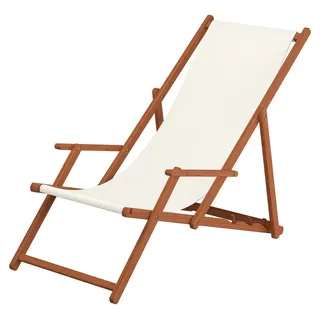 Liegestuhl weiß Gartenliege Kissen Tisch Sonnenliege Holz Gartenstuhl Massivholzmöbel 10-303TKH - Weiß
