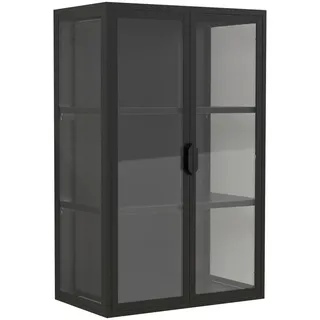 Mid.you Hängevitrine , Schwarz , Metall , 2 Fächer , 60x95x35 cm , hängend , Wohnzimmer, Wohnwände, Hängeelemente