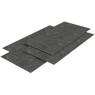 [neu.haus] Duschrückwand-Set 12 Tlg. Bladel , Dunkelgrau, Weiß , Kunststoff , 60x120x0.3 cm , Badezimmer