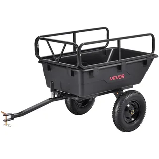 VEVOR Kippanhänger, 226,8 kg, ATV-UTV-Transportanhänger, Kippwagen zum Hinterherziehen mit 40,64 cm Reifen, Handzug oder Fußpedal, Hochleistungs-Hofanhänger für Rasenmäher, Traktor, Gartenabfälle