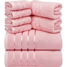Utopia Towels 8-teiliges Luxus-Handtuch-Set, 2 Badetücher, 2 Handtücher und 4 Waschlappen, 600 g/m2, 100% ringgesponnene Baumwolle, sehr saugfähige Viskose-Streifen-Handtücher, ideal für den