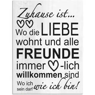 Artland Wandbild »Wo die Liebe wohnt«, Sprüche & Texte, (1 St.), als Alubild, Outdoorbild, Leinwandbild, Poster, Wandaufkleber Artland grau