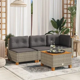 vidaXL Garten-Ecksofa Loungesofa grau