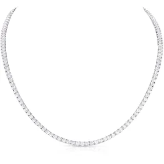 Diamond Treats 925 Sterling Silber Tennis-Halskette für Damen und Mädchen, atemberaubende Statement-Halskette mit 3 mm runden Cubic Zirkonia Steinen, Tennis-Kette in 925 Silber mit Geschenkbox