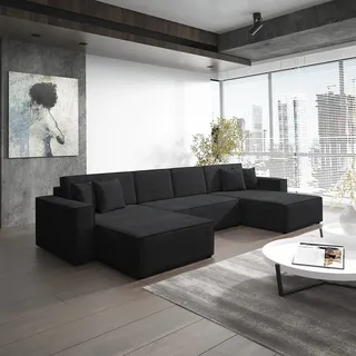 Wohnlandschaft Schlafsofa Sofa CONOR Stoff Kronos Anthrazit - Grau