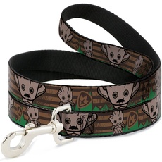 Buckle-Down Kawaii Groot Hundeleine, 2 Posen, Guardians Badge Browns Green, 1,8 m lang, 3,8 cm breit, Mehrfarbig, DL-6FT-WMC128-W