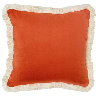 DRW Quadratisches Kissen aus Polyester, Baumwolle und Leinen mit Reißverschluss in Orange, 45 x 10 x 45 cm