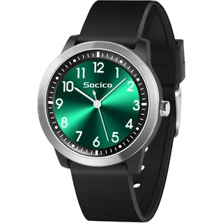 SOCICO Kinderuhr Analog, 5ATM/50M Wasserdicht Armbanduhr Kinder Mädchen Jungen Teenager, Leicht Lesbar Kinder Quartz Minimalistisch Uhren für 9-18 Jahre (Grün)