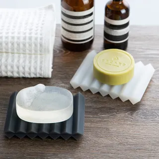 SHIMOYAMA Selbstentleerender Seifenhalter, 2 Stück, Silikon-Akkordeon-Seifenschale, Seifensparer, Pinselhalter für Aquarellpinsel, Schwämme, Badezimmer, Arbeitsplatte, Badewanne