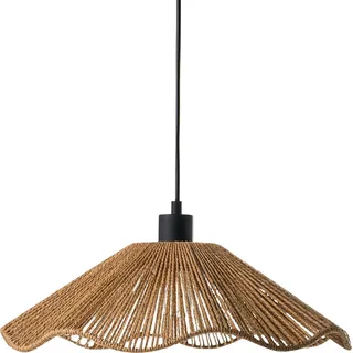 BELIANI Hängelampe Naturfarben Papierschnur u. Metall Handgefertigt mit Schirm Gewellt Blumenform 1-Flammig Langes Kabel Rustikales Boho Design - Beige, Schwarz