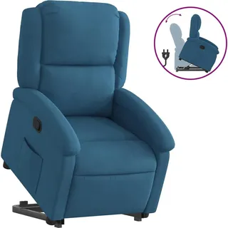 vidaXL Relaxsessel mit Aufstehhilfe Blau Samt - Blau