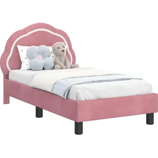 vidaXL Kinderbettgestell mit Kopfteil Rosa 70 x 140 cm Samt - Rosa