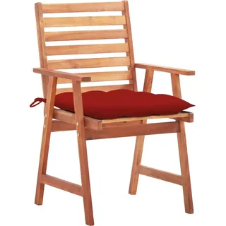 vidaXL Garten-Essstühle 2 Stk. mit Kissen Massivholz Akazie - Rot