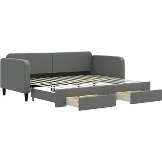 vidaXL Tagesbett Ausziehbar mit Schubladen Dunkelgrau 90x200 cm Stoff