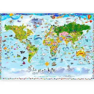 artgeist Fototapete , Multicolor , Textil , Weltkarte , 450x315 cm , Ce , Tapeten & Wandverkleidungen, Fototapeten
