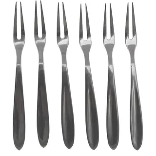 Fackelmann Set mit 6 Fisch- und Schneckengabeln aus Edelstahl, 12,5 cm, Holz, Farbe: Silber, Quantità: 1 Fisch, 6 Stück