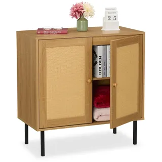 Relaxdays Kommode 80 x 80 x 40 cm Natur/Schwarz