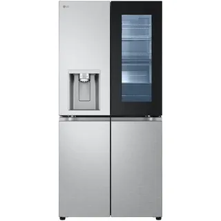 LG GMG861MBAE InstaView SLIM Multi-Door, Klasse E, 508 L, Kühlschrank mit Gefrierfach, Eis-, Crushed Ice- Wasserspender mit UVnano, Total NoFrost, Smart Inverter Kompressor, Wi-Fi, Farbe Metal Sorbet