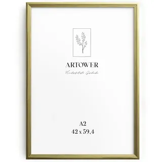 Artower® Bilderrahmen Vintage Gold Holz Rahmen für DIN A2 42 x 59,4 cm | Posterrahmen Groß Collage | Picture Frame Vintage Gold Wood 42x59 cm | Retro Schmal Bilderrahmen | Poster Rahmen