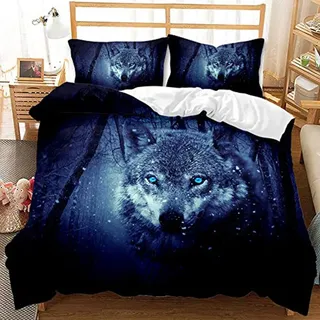 TULTOAP Bettwäsche Wolf 135x200 3D Tier Wolf Bettbezug mit Kissenbezug Junge Mädchen Schlafzimmer Dekoration Tier Motiv Bettwäsche Set (Wolf 3,135 x 200 cm)