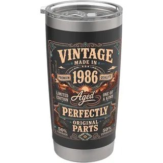 Vintage Made In 1986 Western Birthday Born in 1986 Birthday Doppelwandiger Edelstahl-Thermobecher