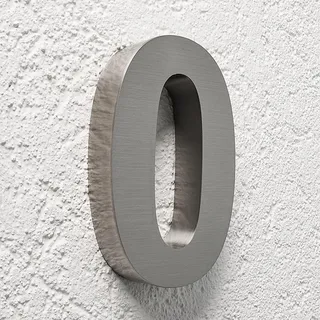 3D Hausnummer 0 Edelstahl V2A unbeleuchtet Arial