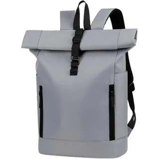 Clufar Rolltop Rucksack Herren Wasserdicht Grau Laptop Rucksack mit Computerfach 16 Zoll Elegant Reiserucksack Schulrucksack Backpack Schule Daypack Freizeit für Arbeit Reisen,Grey