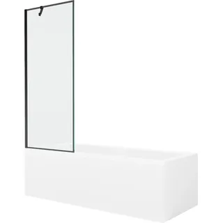 Mexen Cubik rechteckige Badewanne 160 x 70 cm mit Verkleidung und einflügeligem 70 cm Paravent, schwarzes Design - 550316070X95?