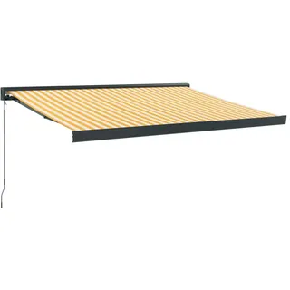 Markise Einziehbar Gelb und Weiß 3x2,5 m Stoff und Aluminium - Gelb, Weiß