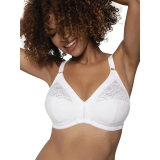 Dorina ungefütterter Spitze Lace Bralette ohne Bügel, leicht dünn BH für Damen große Größen, Monica D1022A, Weiß Schwarz