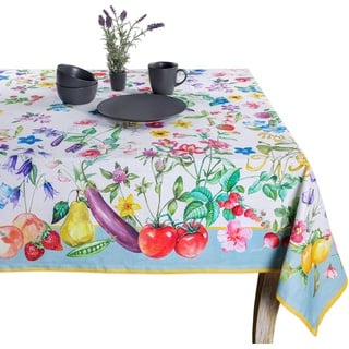 Maison d' Hermine Tischdecken, 100% Baumwolle, 140cm x 180cm dekorative, waschbare, quadratische Tischdecke, Oster-Tischdecke für Essen, Küche, Partys und Camping, Giverny – Frühling/Sommer