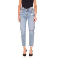 LTB Yoana Damen High Waist-Hose im Damaged-Look Mom-Jeans mit Fransen 51172 13899 50906 Blau