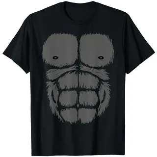Gorilla Brust Bauch Junge Mädchen AFFE Kostüm Kinder Verkleidung T-Shirt, Herren, Schwarz, XXL