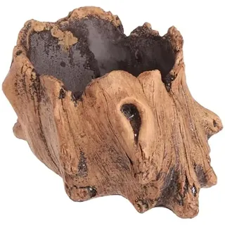 Kisangel Kreativer Beton Blumentopf Imitierter Holzstamm Pflanztopf Retro Design Für Sukkulenten Und Grünpflanzen Innen Und Außen Kleiner Stumpf-Pflanztopf Für Garten Deko