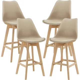 Barhocker Lublin 4er Set Barstuhl mit Rückenlehne Bistrohocker Set 4 Teilig Gepolstert Beige [en.casa] - Beige