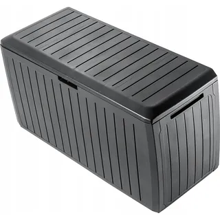 Kadax Gartenkiste, 116,6x47x59,5cm Aufbewahrungsbox aus Kunststoff, 290L Gartentruhe mit Griffen und Verschluss, Gartenbox für Aufbewahrung von Kissen (290 L, Anthrazit)