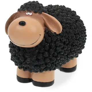 Relaxdays Schaf-Gartenfigur , Schwarz , Kunststoff , 21x16x12.5 cm , Dekoration, Dekofiguren & Skulpturen, Dekotiere