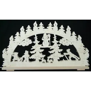 Schwibbogen Winterspaß groß mit Kerzen b x h= 70x36cm NEU Lichterbogen Holz