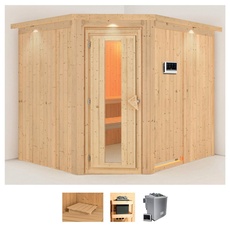 Bild von Sauna »Marit«, (Set), 9-kW-Bio-Ofen mit externer Steuerung beige