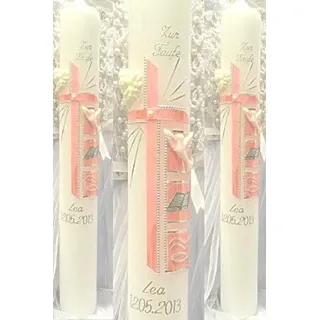 kerzenzauber-lusine VT-14 Tauf-/Kommunionkerzen für Jungen oder Mädchen 400/40 mm inklusive Zubehör zum Beschriften der Kerze