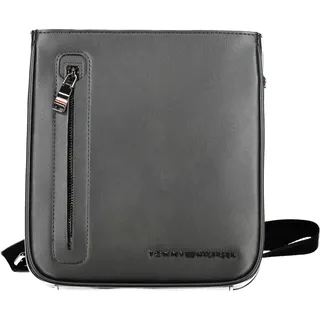 Elegante schwarze Herren-Schultertasche mit verstellbarem Gurt und Logo - Schwarz