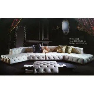 Designer Sofa Couch Polster Wohnlandschaft Chesterfield Ecksofa Ecksofa U Form - Weiß