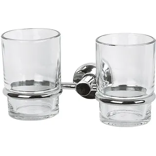 Spirella Zahnputzbecher Doppelhalter Atlantic aus Glas zum Kleben oder Bohren